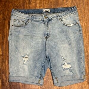 Ross Sportswear Faded Blue Distressed Jean Shorts